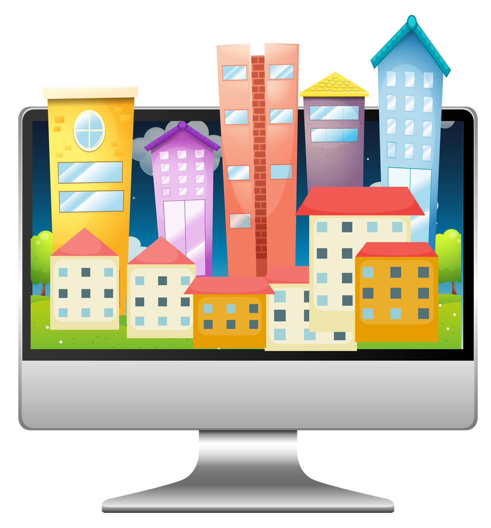 urban city on computer screen desktop